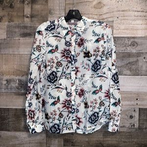 LOFT floral button down. Slightly sheer